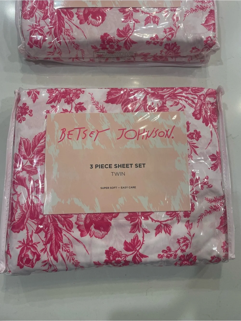 Betsey Johnson Pink Floral Twin 3-Piece Sheet Set Set of 2